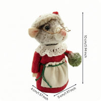 Handmade Felt Mice with Glasses Cute Crafted Collectible Animal Doll for Collectors, Shelf Decor, Desk Display, Photo Props