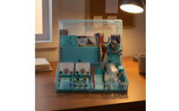 Transparent Blue Electricity Experiment Box Molded Compartments School Physics Laboratory Kit Hinged Lid Physics Experiment Kit Fitted Trays for Laboratory, Classroom