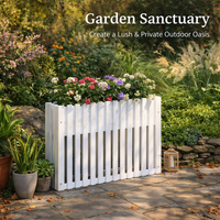 Outdoor Wooden Planter Box with Fence for , Raised Garden Bed Long for Gardeners, Rectangular Flower Freestanding 120x30x90cm