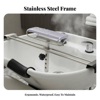 Stainless Steel Frame Shampoo Bed Headrest Waterproof Salon Shampoo Bowl Neck Rest Easy to Clean for Hairstylists, Barbershop, Beauty Parlor
