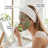 Face Washing Headband for Teens Skincare Routine, Soft Fleece Cosmetic Non-Slip, Elastic for Makeup Application, Checkered Pattern Facial Hairband