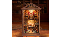 Retro Wooden Literary Alcove Warm LED Wooden Literary Alcove Lights Mini Shelf House for Desk