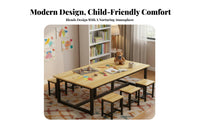 Kindergarten Art Firm Table Steel Frame Student Training Desk Rectangular Craft Table for Students, Preschoolers, Classroom, Home, Playroom