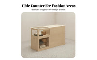 Sturdy Construction Currency Ier Desk with Glass Display Multi-Use Retail Checkout Counter Lockable Drawer Retail Counter with Showcase Minimalist Design for Salon Owners, Retailers, Receptionists, Cafe, Lobby, Office