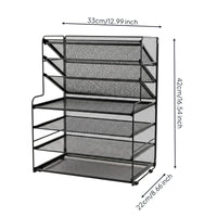 Document Rack with Side Baskets Slanted Mail File Sorter Tray Stepped for Office