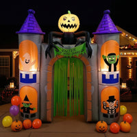 Halloween Inflatable Haunted House Castle Archway Tall Castle Archway Inflatable Decoration Giant Bright for Homeowners, Yard