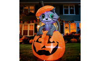 Inflatable Cat in Pumpkin Weather-Resistant Pumpkin Cat Inflatable Yard Ornament for Lawn