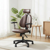 Ergonomic Chair with Paired Backrest Leather-Like Reclining Chair with Headrest Padded Furniture for Professionals, Esports Participants, Home Office