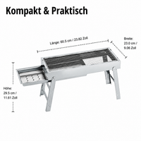 Foldable Charcoal Grill, Portable Charcoal Grill for 3-7 People, Camping & Picnic, Painted Iron, Silver 2.8kg