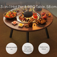 Outdoor BBQ Table Grill Fire Pit, Multi-Functional, Portable