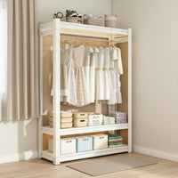 Large Capacity Metal Clothes Rack with Shelves Dust-Proof Curtain Accessible Wardrobe Rack Freestanding Closet System for Bedroom, Small Apartment, Entryway
