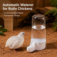 Automatic Chicken Feeder and Waterer Set, Chicken Waterer and Chicken Feeder for Button Quail, Transparent Clear with White Base