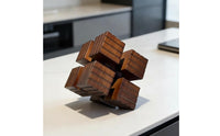 Cube Sculpture Architectural Sculpture with Slatted Surface Nordic Statue for Shelf, Living Room
