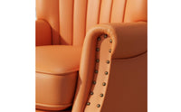 Retro Design Studded Single Sofa Nailhead Trim Vintage Design Lounge Chair Solid Wood Legs High Back Armchair Scratch Resistant for Balcony, Bedroom, Home Office, Reading Nook