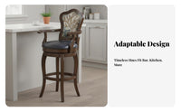 Vintage Design rotating Counter Stool with Backrest Upholstered Seat Bar Chair Built-in Footrest Seating Furniture Ergonomic for Salon Owners, Restaurateurs, Homeowners, Kitchen Island, Restaurant, Bistro, Dining Room
