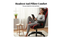Reclining Ergonomic Chair with Pillows Minimalist Design Gaming Seat Reclinable Retractable Footrest for Study Room, Relaxing