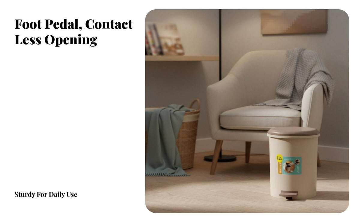 Foot Pedal Trash Can Hands-Hygienic Function Foot Pedal Garbage Bin Step-on Trash Can Thickened Material Lidded Wastebasket