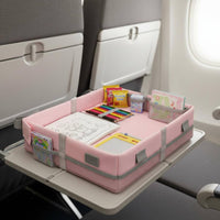 Padded Travel Tray Table Organizer Raised Side Walls Foldable Tray Table Fastening Straps Compartment Organizer Box