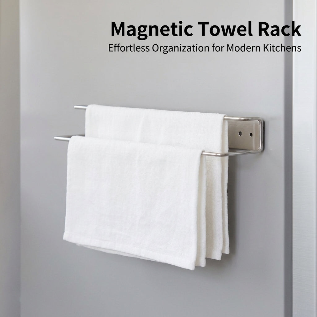 Wall-Mounted Boat Towel Rack for Pantry and Kitchen, 304 Stainless Steel Hanging for Home Cooks, No-Drill Fridge Door Organizer
