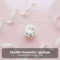Embroidered Bunny Applique Korean Design Gingham Bow Bunny Accessory Cute Design Stuffed Hare Head Applique for Kids, Hat Embellishment