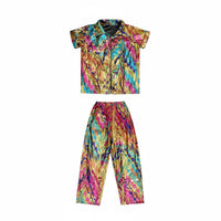 Disco Costume Set Lightweight 70s Pants Set Flexible Children's Clothing for Children and Girls