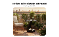 Modern Design Round Pedestal Side Table Space-Saving Round Table with Sculptural Base Scratch Resistant Household Furniture Easy to Clean for Interior Decorators, Apartment Dwellers, Homeowners, Living Room, Balcony, Bedroom, Entryway