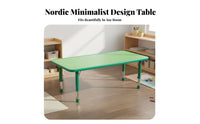 8 Pieces Rectangular Children's Activity Table Adjustable Height School Table Classroom Furniture Solid Wood Structure Fireproof Board Suitable for Preschool Early Education Center Daycare Home Playroom