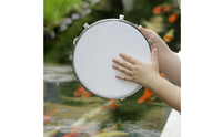 Wooden Tambourine White Drumhead Tambourine with Metal Discs Crisp Clear Percussive Sound Instrument