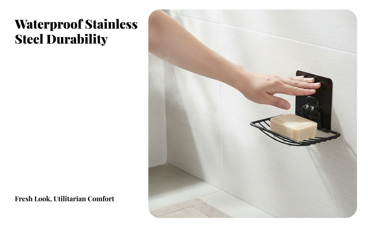 Wall Mounted Soap Dish Drill Installation Stainless Steel Soap Dish Rustproof No Washroom Rack for Renters, Restroom, Dorm Room, Kitchen