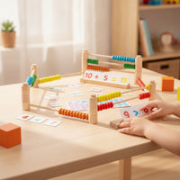 Abacus with Number Cards Child-Centered Wooden Abacus Counting Frame Educational Math Toy Colorful for Children, Homeschool