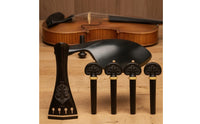 Violin Accessory Kit Complete Violin Tailpiece Tuning Pegs Chin Rest Fitting Set Easy to Install for Instrument Maintenance