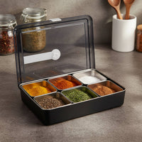 Stainless Steel Seasoning Box Thickened Material Stainless Steel Seasoning Box Condiment Tray with Lid Refrigerator Safe