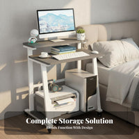 Space-Saving Mobile Computer Desk Modern Minimalist Design Small Study Desk on Wheels Multipurpose Bedside Rolling Table Easy Assembly for Telecommute Workers, Teenagers, Professionals, Bedroom, Dorm Room