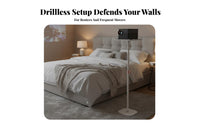 Freestanding Adjustable Display Device Floor Stand Stable Base Telescopic Display Device Floor Stand Space Saving Design Home Theater Accessory All-Metal Construction for Renters, Apartment Dwellers, Small Areas