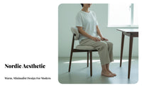 Comfortable Upholstery Nordic Design Side Chair Sturdy Construction Textile Side Chair with Wood Legs High-Density Foam Cushion Indoor Seating Ergonomic Backrest for Homeowners, Restaurant Owners, Interior Design Enthusiasts, Cafe, Living Room