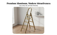 Foldable Aluminum Alloy Ladder Multi-Purpose Folding Step Ladder Space-Saving Lightweight Aluminum Stepladder Sturdy Construction for Homeowners, DIY Enthusiasts, Kitchen, Garage, Office, Living Room