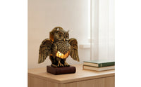 Owl Wall Lamp Vintage Owl Lamp with Book Base Gothic Stylish for Reading Corner, Bedroom