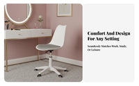 Height Adjustable Armless Caster Chair Space-Saving Armless Rolling Desk Chair Ergonomic Design Swivel Seat Low-Noise Casters for Students, Home Office Workers, Teenagers, Dorm Room, Vanity Area, Bedroom