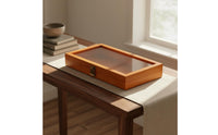 Wooden Box with Clear Lid Metal Latch Closure Wood Box with Glass Top Craft Supply Sleek Polished Finish for Collectors