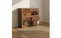 Solid Wood Dining Island Space Saving Retractable Sideboard with Desk