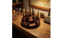 9-Hole Fly Hook Rack Round Fly Hook Display Stand Solid Wood