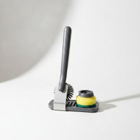 Interchangeable Dish Brush with Stand Long-Handled Dish Brush with Holder Easy-Grip Space-Saving for Kitchen Sink, Small Kitchens