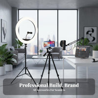 Portable Camera Tripod 3-Way Pan Head Phone Tripod Multi-Device Support Live Broadcasting Stand Lightweight for Photographers, Content Creators, Outdoor, Footage Recording, Travel, Workshop