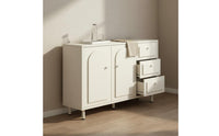 Large Capacity Cream Accent Cabinet Adjustable Shelves Arched Door Sideboard Modern Dresser with Drawers for Entryway, Bedroom, Living Room