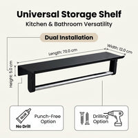 Kitchen Shelves and Shelf Unit for Wall Organizer Use, Space Aluminum Bathroom Storage Rack for Countertop or Washroom Placement