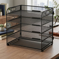 Desk Organizer with Pull-out Trays Space-Saving Paper Sorter Sturdy