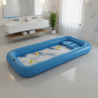 Portable Inflatable Nursing Bath Tub Cushioned Inflatable Basin with Drain Hose Easy to Store Bedside Bathing Basin Lightweight for Bedridden Patients, Elderly, Caregivers
