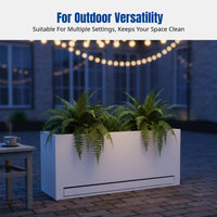 Modern Minimalist Metal Planter Box, Waterproof Rectangular Flower Container with Water Tray, Indoor Outdoor Balcony, Terrace,