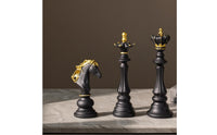 3 Pieces Resin King Queen Knight Statue Set Classic Chess Figurines with Gold Trim Refined Chess Decor Set Exquisite for Collectors, Bookshelf, Desk