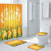Easter Shower Curtain Sets Toilet Lid Cover and Bath Mat for Home, Apartment, Hotel, Restroom